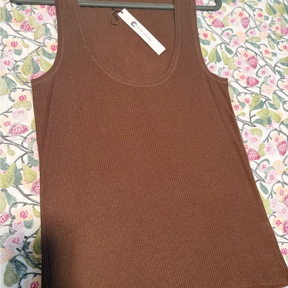 Brown Ribbed Tank Top 100 % cashmere - Picture 3 of 5